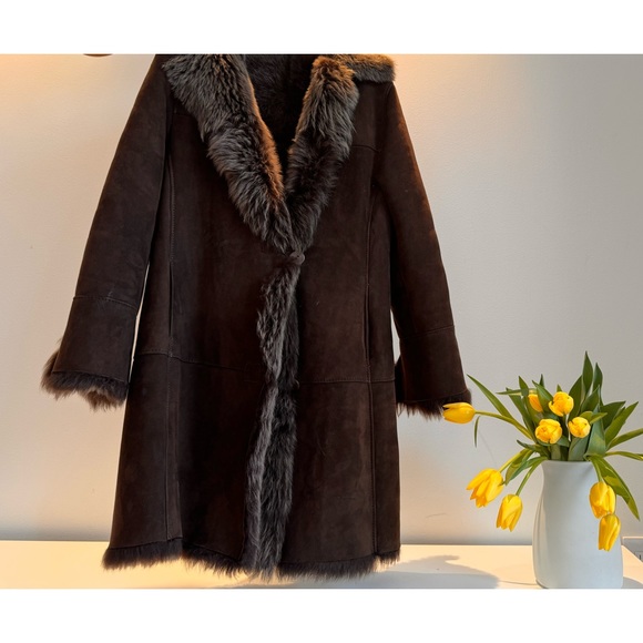 Suede sheepskin coat - Picture 3 of 4
